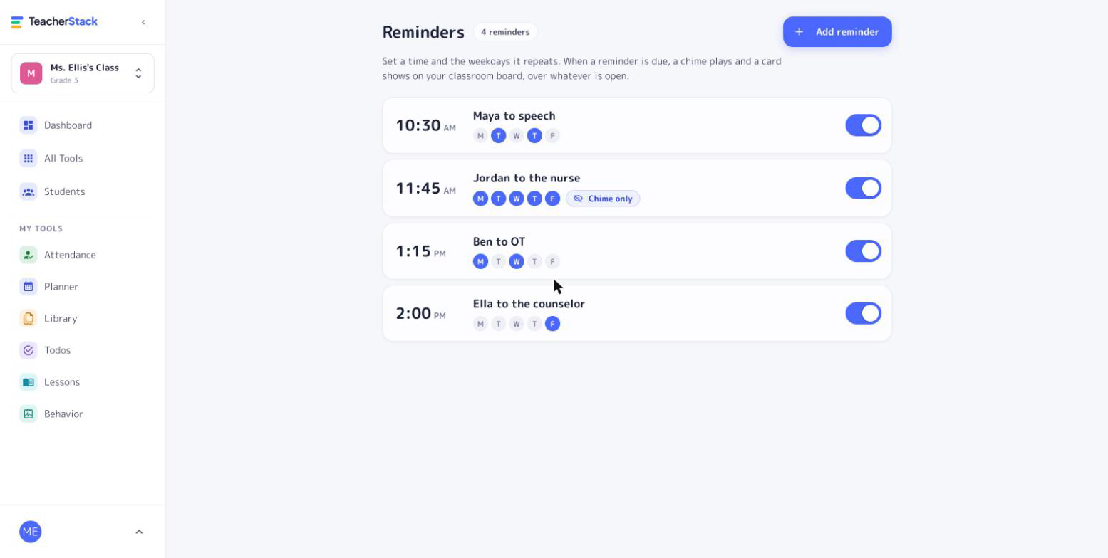 Reminders screenshot