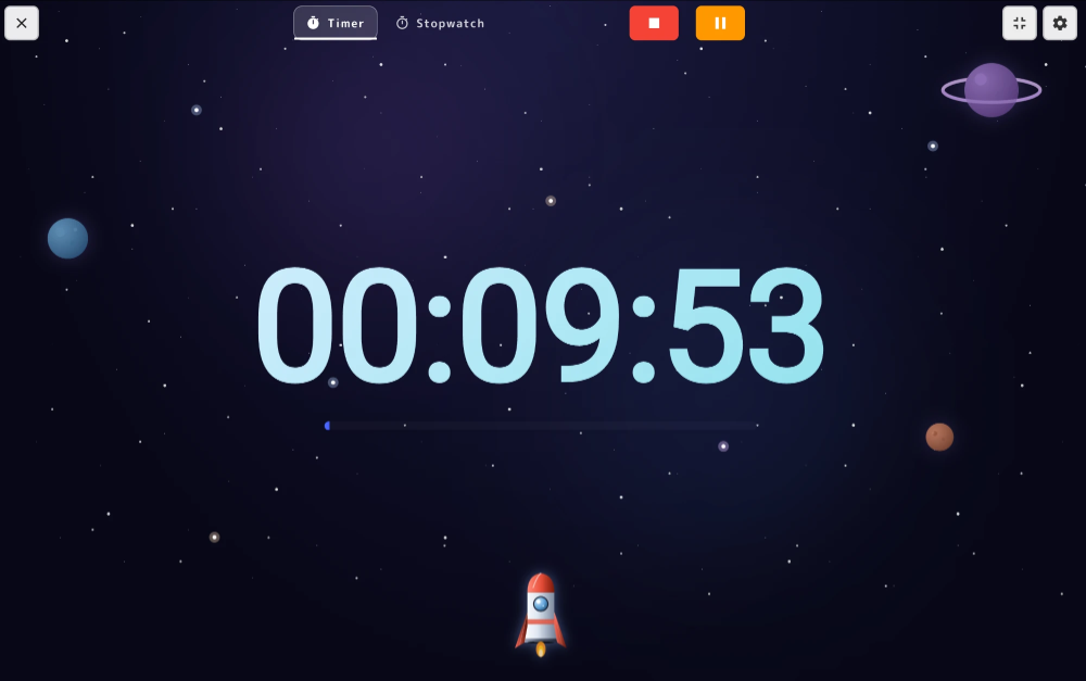 Timer with the Space theme